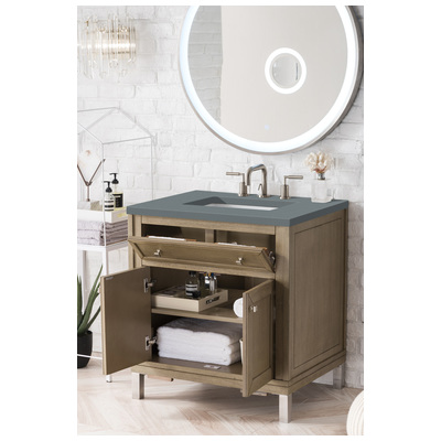 Bathroom Vanities James Martin Chicago Parawood Plywood Panels Blac Whitewashed Walnut Whitewashed Walnut 305-V30-WWW-3CBL 840108939983 Vanity Single Sink Vanities Under 30 Modern Light Brown Wall Mount Vanities With Top and Sink 