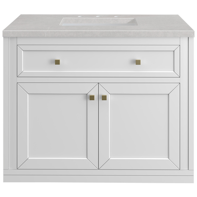 Bathroom Vanities James Martin Chicago Yellow Poplar Solids Plywood Glossy White Glossy White 305-V36-GW-3ESR 840108947759 Vanity Single Sink Vanities 30-40 Modern White Wall Mount Vanities With Top and Sink 