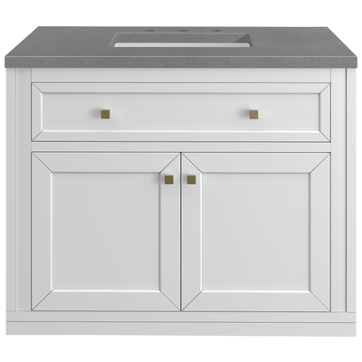 James Martin Bathroom Vanities, Single Sink Vanities, 30-40, Modern, White, Wall Mount Vanities, With Top and Sink, Glossy White, Modern Farmhouse, Transitional, Grey Expo, Yellow Poplar Solids, Plywood Panels, Vanity, 840108947766, 305-V36-GW-3GEX