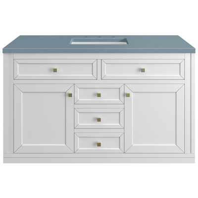 James Martin Bathroom Vanities, Single Sink Vanities, 40-50, Modern, White, Wall Mount Vanities, With Top and Sink, Glossy White, Modern Farmhouse, Transitional, Cala Blue, Yellow Poplar Solids, Plywood Panels, Vanity, 840108947902, 305-V48-GW-3CBL