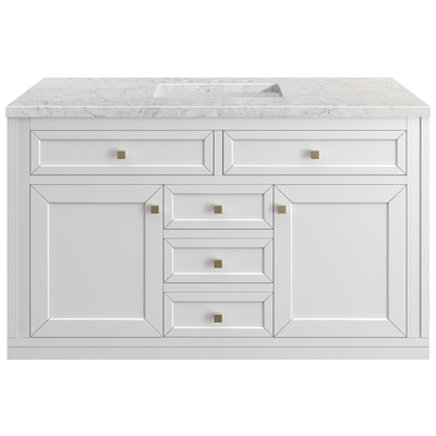 Bathroom Vanities James Martin Chicago Yellow Poplar Solids Plywood Glossy White Glossy White 305-V48-GW-3EJP 840108947926 Vanity Single Sink Vanities 40-50 Modern White Wall Mount Vanities With Top and Sink 