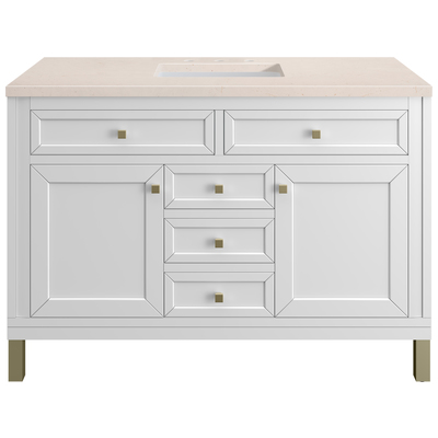James Martin Bathroom Vanities, Single Sink Vanities, 40-50, Modern, White, Wall Mount Vanities, With Top and Sink, Glossy White, Modern Farmhouse, Transitional, Eternal Marfil, Yellow Poplar Solids, Plywood Panels, Vanity, 840108947933, 305-V48-GW-3
