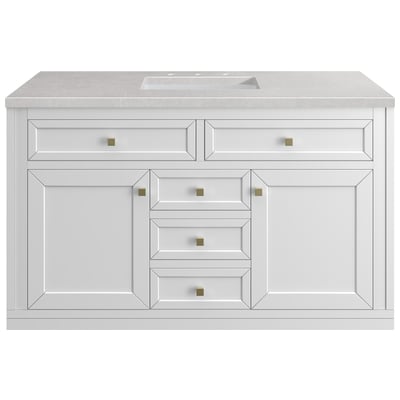 Bathroom Vanities James Martin Chicago Yellow Poplar Solids Plywood Glossy White Glossy White 305-V48-GW-3ESR 840108947957 Vanity Single Sink Vanities 40-50 Modern White Wall Mount Vanities With Top and Sink 