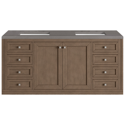 Bathroom Vanities James Martin Chicago Parawood Plywood Black Walnu Whitewashed Walnut Whitewashed Walnut 305-V60D-WWW-3GEX 846871081461 Vanity Double Sink Vanities 50-70 Modern Light Brown Wall Mount Vanities With Top and Sink 