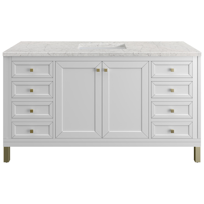 Bathroom Vanities James Martin Chicago Yellow Poplar Solids Plywood Glossy White Glossy White 305-V60S-GW-3EJP 840108948329 Vanity Single Sink Vanities 50-70 Modern White Wall Mount Vanities With Top and Sink 