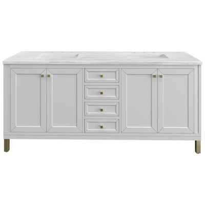 Bathroom Vanities James Martin Chicago Yellow Poplar Solids Plywood Glossy White Glossy White 305-V72-GW-3AF 840108948480 Vanity Double Sink Vanities 70-90 Modern White Wall Mount Vanities With Top and Sink 