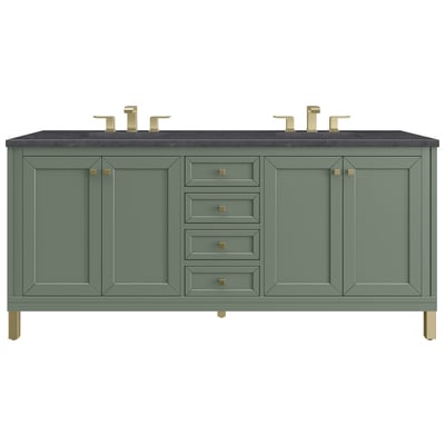 James Martin Bathroom Vanities, Double Sink Vanities, 70-90, Modern, Green, Wall Mount Vanities, With Top and Sink, Smokey Celadon, Modern Farmhouse, Transitional, Charcoal Soapstone, Yellow Poplar Solids, Plywood Panels, Vanity, 840108948619, 305-V7