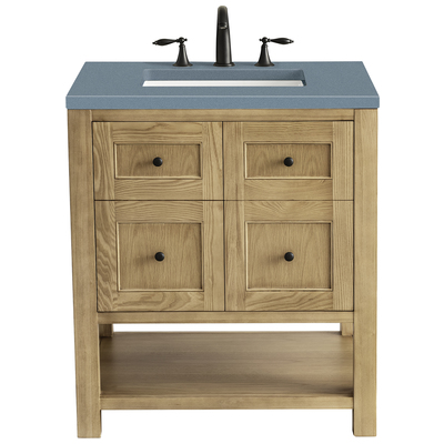 James Martin Bathroom Vanities, Single Sink Vanities, Under 30, Modern, Light Brown, With Top and Sink, Light Natural Oak, Modern Farmhouse, Transitional, Cala Blue, Ash Solids and Plywood Panels with Flat Cut White Oak Veneers, Vanity, 840108948800,