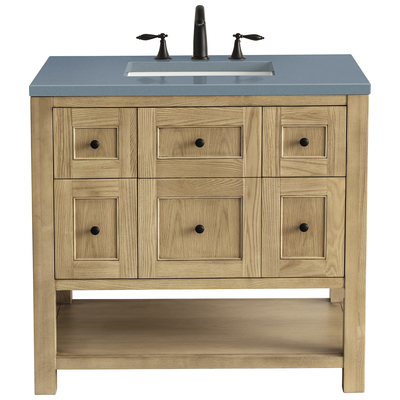 James Martin Bathroom Vanities, Single Sink Vanities, 30-40, Modern, Light Brown, With Top and Sink, Light Natural Oak, Modern Farmhouse, Transitional, Cala Blue, Ash Solids and Plywood Panels with Flat Cut White Oak Veneers, Vanity, 840108949104, 