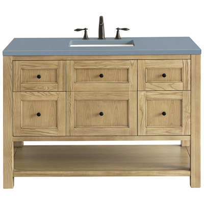 James Martin Bathroom Vanities, Single Sink Vanities, 40-50, Modern, Light Brown, With Top and Sink, Light Natural Oak, Modern Farmhouse, Transitional, Cala Blue, Ash Solids and Plywood Panels with Flat Cut White Oak Veneers, Vanity, 840108949401, 33
