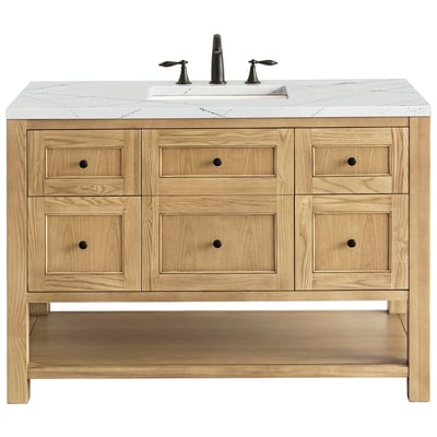 James Martin Bathroom Vanities, Single Sink Vanities, 40-50, Modern, Light Brown, With Top and Sink, Light Natural Oak, Modern Farmhouse, Transitional, Ethereal Noctis, Ash Solids and Plywood Panels with Flat Cut White Oak Veneers, Vanity, 8401089494