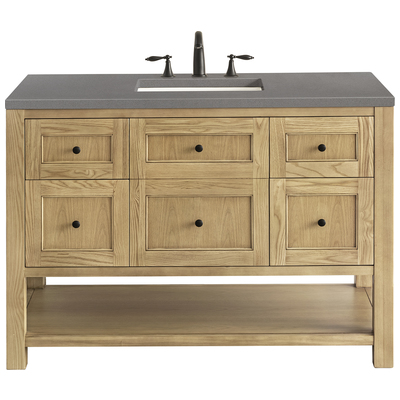 James Martin Bathroom Vanities, Single Sink Vanities, 40-50, Modern, Light Brown, With Top and Sink, Light Natural Oak, Modern Farmhouse, Transitional, Grey Expo, Ash Solids and Plywood Panels with Flat Cut White Oak Veneers, Vanity, 840108949463, 