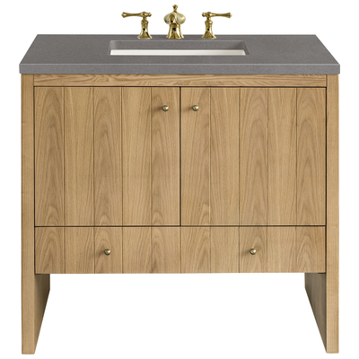 James Martin Bathroom Vanities, Single Sink Vanities, 30-40, Modern, Light Brown, With Top and Sink, Light Natural Oak, Contemporary/Modern, Modern Farmhouse.Transitional, Grey Expo, Ash Solids and Plywood Panels with Flat Cut White Oak Veneers, Va
