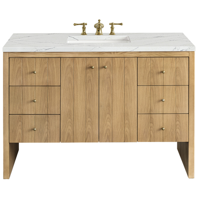 James Martin Bathroom Vanities, Single Sink Vanities, 40-50, Modern, Light Brown, With Top and Sink, Light Natural Oak, Contemporary/Modern, Modern Farmhouse.Transitional, Ethereal Noctis, Ash Solids and Plywood Panels with Flat Cut White Oak Veneers
