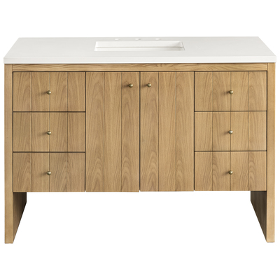James Martin Bathroom Vanities, Single Sink Vanities, 40-50, Modern, Light Brown, With Top and Sink, Light Natural Oak, Contemporary/Modern, Modern Farmhouse.Transitional, White Zeus, Ash Solids and Plywood Panels with Flat Cut White Oak Veneers, Van