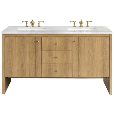 James Martin Bathroom Vanities, Double Sink Vanities, 50-70, Modern, Light Brown, With Top and Sink, Light Natural Oak, Contemporary/Modern, Modern Farmhouse.Transitional, Arctic Fall, Ash Solids and Plywood Panels with Flat Cut White Oak Veneers, Va