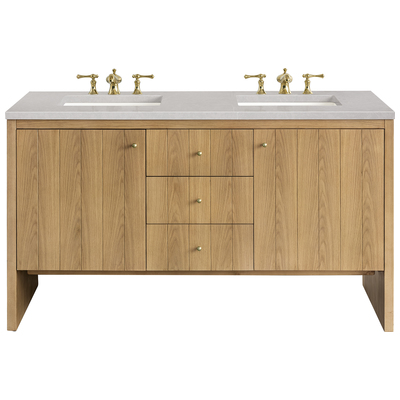 James Martin Bathroom Vanities, Double Sink Vanities, 50-70, Modern, Light Brown, With Top and Sink, Light Natural Oak, Contemporary/Modern, Modern Farmhouse.Transitional, Eternal Serena, Ash Solids and Plywood Panels with Flat Cut White Oak Veneers,