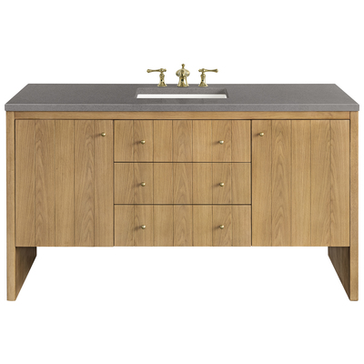 James Martin Bathroom Vanities, Single Sink Vanities, 50-70, Modern, Light Brown, With Top and Sink, Light Natural Oak, Contemporary/Modern, Modern Farmhouse.Transitional, Grey Expo, Ash Solids and Plywood Panels with Flat Cut White Oak Veneers, Vani