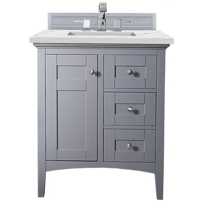 James Martin Bathroom Vanities, Single Sink Vanities, Under 30, Transitional, Gray, With Top and Sink, Silver Gray, Transitional, Ethereal Noctis, Yellow Poplar, Plywood Panels, Vanity, 840108940194, 527-V30-SL-3ENC