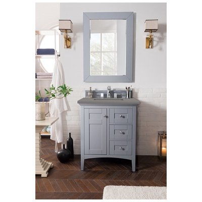 James Martin Bathroom Vanities, Single Sink Vanities, Under 30, Transitional, Gray, With Top and Sink, Silver Gray, Transitional, Grey Expo, Yellow Poplar, Plywood Panels, Vanity, 846871082185, 527-V30-SL-3GEX