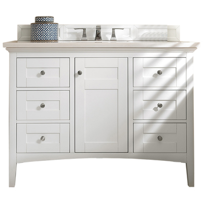Bathroom Vanities James Martin Palisades Yellow Poplar Plywood Panels Bright White Bright White 527-V48-BW-3EJP 846871082406 Vanity Single Sink Vanities 40-50 Transitional White With Top and Sink 