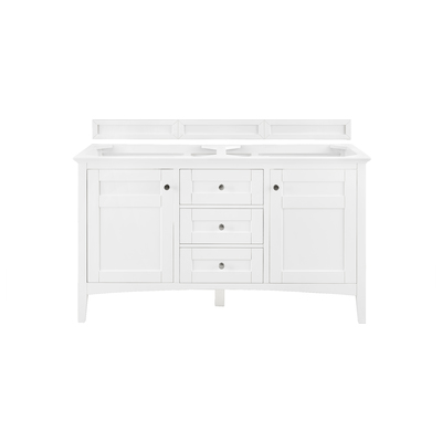 Bathroom Vanities James Martin Palisades Yellow Poplar Plywood Panels Bright White Bright White 527-V60D-BW 846871059262 Cabinet Double Sink Vanities 50-70 Transitional White Optional Top 