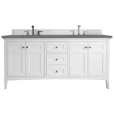 Bathroom Vanities James Martin Palisades Yellow Poplar Plywood Panels Bright White Bright White 527-V72-BW-3CBL 840108940309 Vanity Double Sink Vanities 70-90 Transitional White With Top and Sink 