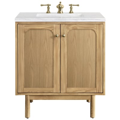 James Martin Bathroom Vanities, Single Sink Vanities, Under 30, Modern, Light Brown, With Top and Sink, Light Natural Oak, Boho, Contemporary/Modern, Arctic Fall, Ash Solids and Plywood Panels with Flat Cut White Oak Veneers and Rattan, Vanity, 84010