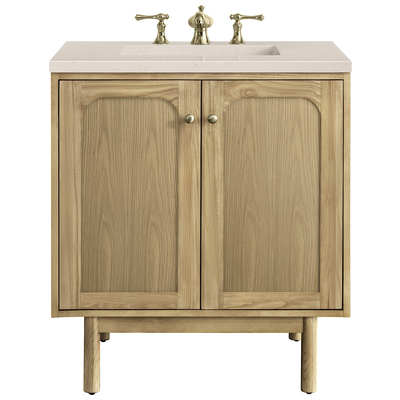 Bathroom Vanities James Martin Laurent Ash Solids and Plywood Panels Light Natural Oak Light Natural Oak 545-V30-LNO-3EMR 840108950339 Vanity Single Sink Vanities Under 30 Modern Light Brown With Top and Sink 