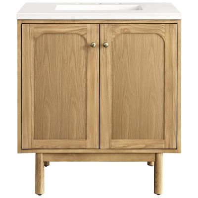 Bathroom Vanities James Martin Laurent Ash Solids and Plywood Panels Light Natural Oak Light Natural Oak 545-V30-LNO-3WZ 840108950377 Vanity Single Sink Vanities Under 30 Modern Light Brown With Top and Sink 