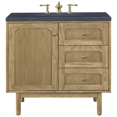 James Martin Bathroom Vanities, Single Sink Vanities, 30-40, Modern, Light Brown, With Top and Sink, Light Natural Oak, Boho, Contemporary/Modern, Charcoal Soapstone, Ash Solids and Plywood Panels with Flat Cut White Oak Veneers and Rattan, Vanity, 8