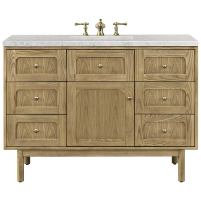 Bathroom Vanities James Martin Laurent Ash Solids and Plywood Panels Light Natural Oak Light Natural Oak 545-V48-LNO-3EJP 840108950520 Vanity Single Sink Vanities 40-50 Modern Light Brown With Top and Sink 