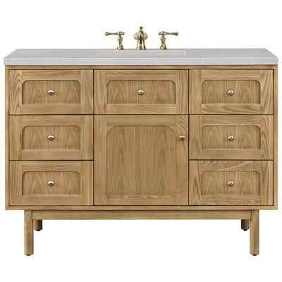 Bathroom Vanities James Martin Laurent Ash Solids and Plywood Panels Light Natural Oak Light Natural Oak 545-V48-LNO-3ESR 840108950551 Vanity Single Sink Vanities 40-50 Modern Light Brown With Top and Sink 