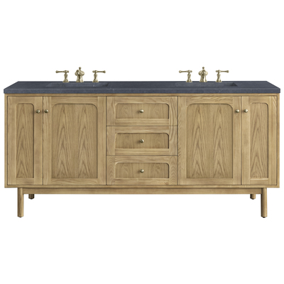 James Martin Bathroom Vanities, Double Sink Vanities, 70-90, Modern, Light Brown, With Top and Sink, Light Natural Oak, Boho, Contemporary/Modern, Charcoal Soapstone, Ash Solids and Plywood Panels with Flat Cut White Oak Veneers and Rattan, Vanity, 8