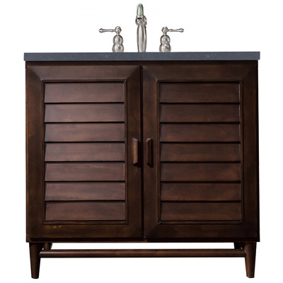 James Martin Bathroom Vanities, Single Sink Vanities, 30-40, Transitional, Dark Brown, With Top and Sink, Burnished Mahogany, Transitional, Charcoal Soapstone, Maple, Yellow Poplar, Plywood Panels, Vanity, 846871083113, 620-V36-BNM-3CSP