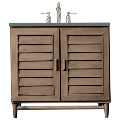 James Martin Bathroom Vanities, Single Sink Vanities, 30-40, Transitional, Light Brown, With Top and Sink, Whitewashed Walnut, Transitional, Cala Blue, Maple, Yellow Poplar, Plywood Panels, Vanity, 840108940361, 620-V36-WW-3CBL