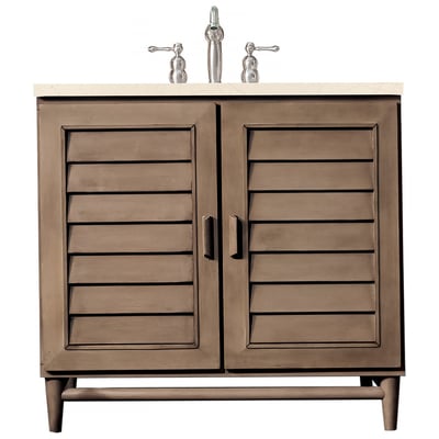 James Martin Bathroom Vanities, Single Sink Vanities, 30-40, Transitional, Light Brown, With Top and Sink, Whitewashed Walnut, Transitional, Eternal Marfil, Maple, Yellow Poplar, Plywood Panels, Vanity, 840108923661, 620-V36-WW-3EMR