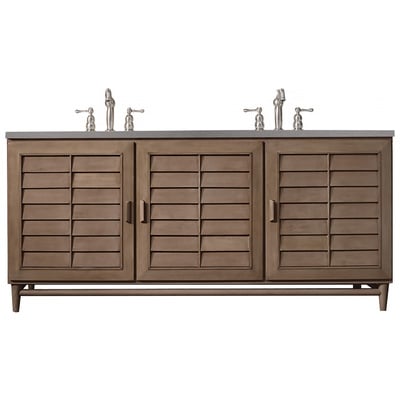 Bathroom Vanities James Martin Portland Maple Yellow Poplar Plywood Whitewashed Walnut Whitewashed Walnut 620-V72-WW-3GEX 846871083861 Vanity Double Sink Vanities 70-90 Transitional Light Brown With Top and Sink 