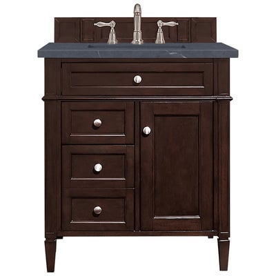 Bathroom Vanities James Martin Brittany Yellow Poplar Plywood Panels Burnished Mahogany Burnished Mahogany 650-V30-BNM-3CSP 846871083991 Vanity Single Sink Vanities Under 30 Transitional Dark Brown With Top and Sink 