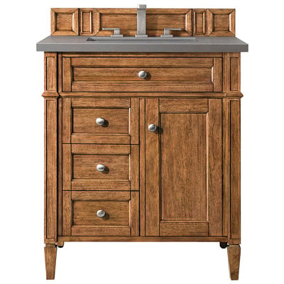 Bathroom Vanities James Martin Brittany Yellow Poplar Plywood Panels Saddle Brown Saddle Brown 650-V30-SBR-3GEX 840108924859 Vanity Single Sink Vanities Under 30 Transitional Light Brown With Top and Sink 