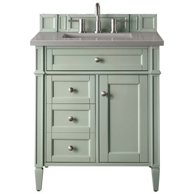 Bathroom Vanities James Martin Brittany Yellow Poplar Plywood Panels Sage Green Sage Green 650-V30-SGR-3GEX 840108924934 Vanity Single Sink Vanities Under 30 Transitional Green With Top and Sink 