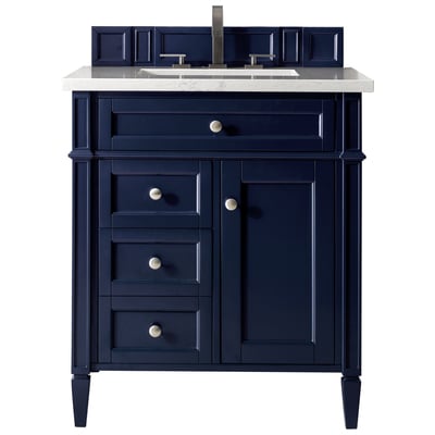 Bathroom Vanities James Martin Brittany Yellow Poplar Plywood Panels Victory Blue Victory Blue 650-V30-VBL-3AF 846871093297 Vanity Single Sink Vanities Under 30 Transitional Blue With Top and Sink 