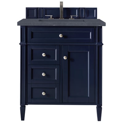 James Martin Bathroom Vanities, Single Sink Vanities, Under 30, Transitional, Blue, With Top and Sink, Victory Blue, Transitional, Charcoal Soapstone Quartz, Yellow Poplar, Plywood Panels, Vanity, 846871093327, 650-V30-VBL-3CSP