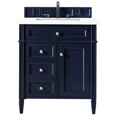 James Martin Bathroom Vanities, Single Sink Vanities, Under 30, Transitional, Blue, With Top and Sink, Victory Blue, Transitional, White Zeus, Yellow Poplar, Plywood Panels, Vanity, 840108953545, 650-V30-VBL-3WZ