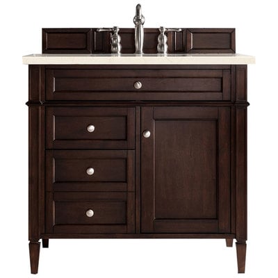 Bathroom Vanities James Martin Brittany Yellow Poplar Plywood Panels Burnished Mahogany Burnished Mahogany 650-V36-BNM-3EMR 840108919411 Vanity Single Sink Vanities 30-40 Transitional Dark Brown With Top and Sink 