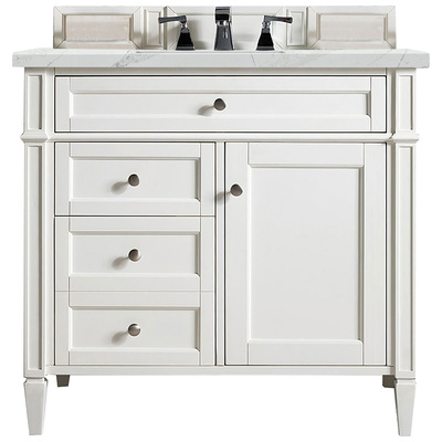 Bathroom Vanities James Martin Brittany Yellow Poplar Plywood Panels Bright White Bright White 650-V36-BW-3ENC 840108940675 Vanity Single Sink Vanities 30-40 Transitional White With Top and Sink 