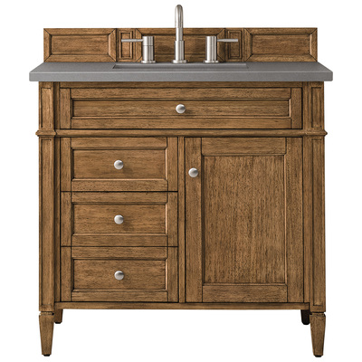 Bathroom Vanities James Martin Brittany Yellow Poplar Plywood Panels Saddle Brown Saddle Brown 650-V36-SBR-3GEX 840108925016 Vanity Single Sink Vanities 30-40 Transitional Light Brown With Top and Sink 