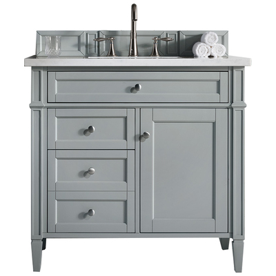 James Martin Bathroom Vanities, Single Sink Vanities, 30-40, Transitional, Gray, With Top and Sink, Urban Gray, Transitional, Arctic Fall, Yellow Poplar, Plywood Panels, Vanity, 846871044534, 650-V36-UGR-3AF
