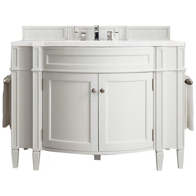 Bathroom Vanities James Martin Brittany Yellow Poplar Plywood Panels Bright White Bright White 650-V46R-BW-WZ 840108953644 Vanity Single Sink Vanities 40-50 Transitional White With Top and Sink 