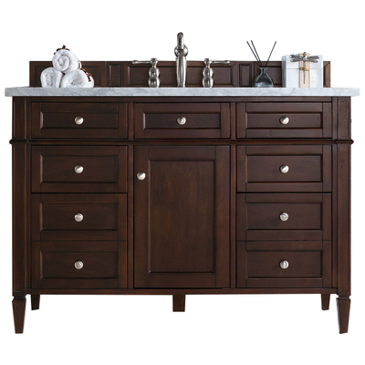 James Martin Bathroom Vanities, Single Sink Vanities, 40-50, Transitional, Dark Brown, With Top and Sink, Burnished Mahogany, Transitional, Arctic Fall Solid Surface, Yellow Poplar, Plywood Panels, Vanity, 846871044541, 650-V48-BNM-3AF